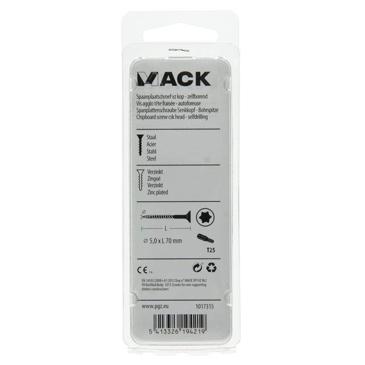 Afbeelding laden in galerijviewer, Mack 1017315 - spaanplschr.vzkop-zelfb. geelverz. 7 st 5,0 x 70 mm | 10 stuks