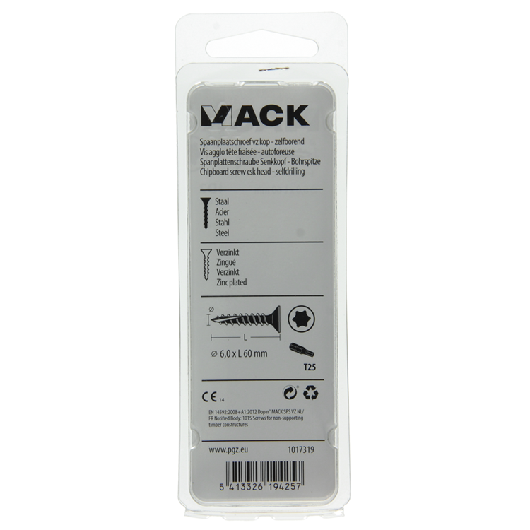 Chargez l'image dans la visionneuse de la galerie, Mack 1017319 - spaanplschr.vzkop-zelfb. geelverz. 6 st 6,0 x 60 mm | 10 stuks