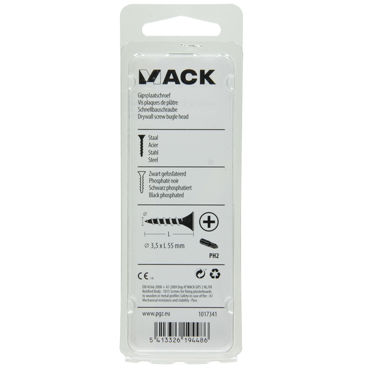 Afbeelding laden in galerijviewer, Mack 1017341 - gipsplaatschroef zwart gefosf. 15 st 3,5 x 55 mm | 10 stuks