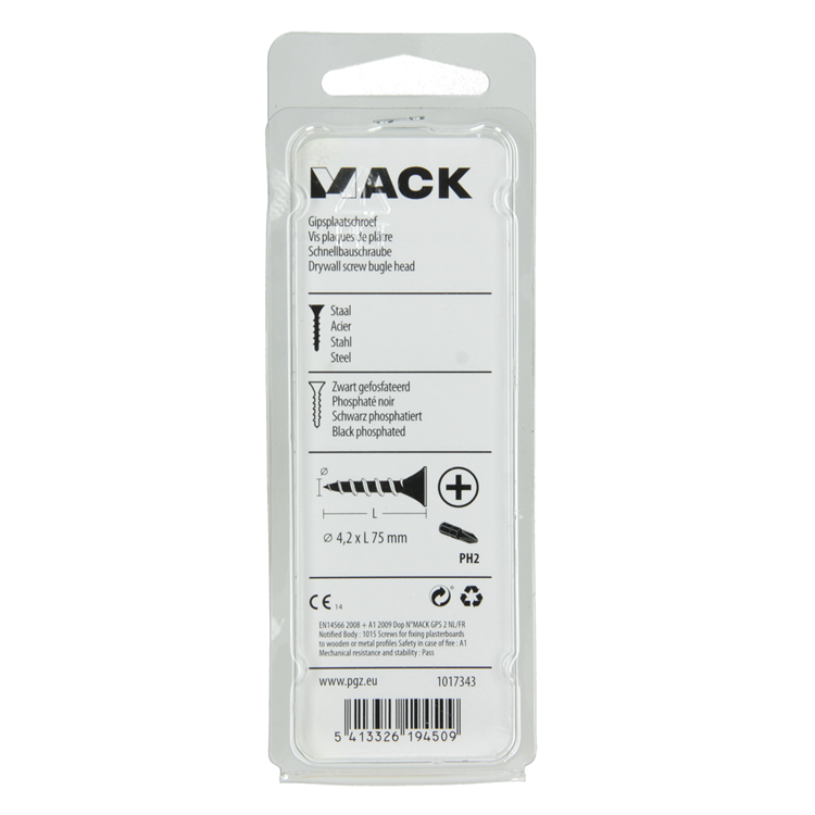 ギャラリービューアに画像をロードする, Mack 1017343 - gipsplaatschroef zwart gefosf. 10 st 4,2 x 75 mm | 10 stuks
