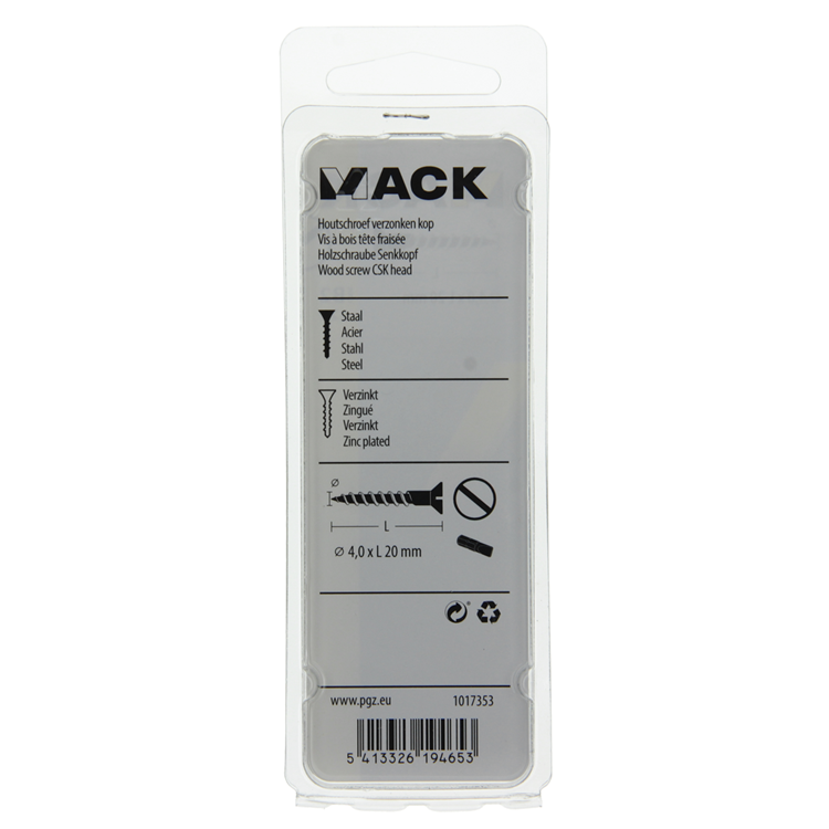 Afbeelding laden in galerijviewer, Mack 1017353 - houtschroef verzonken kop verz22 st 4,0 x 20 mm | 10 stuks