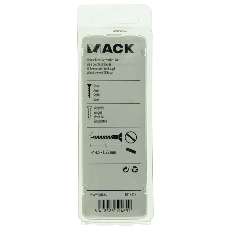 Afbeelding laden in galerijviewer, Mack 1017357 - houtschroef verzonken kop verz15 st 4,5 x 25 mm | 10 stuks