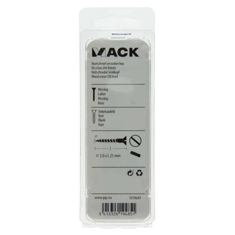 ギャラリービューアに画像をロードする, Mack 1019649 - houtschroef verzonken kop messing 11st 3,0 x 25 mm | 10 stuks