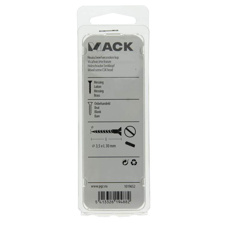 Afbeelding laden in galerijviewer, Mack 1019652 - houtschroef verzonken kop messing 9 st 3,5 x 30 mm | 10 stuks