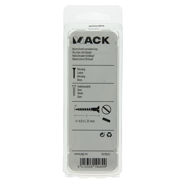Chargez l'image dans la visionneuse de la galerie, Mack 1019653 - houtschroef verzonken kop messing 9 st 4,0 x 25 mm | 10 stuks