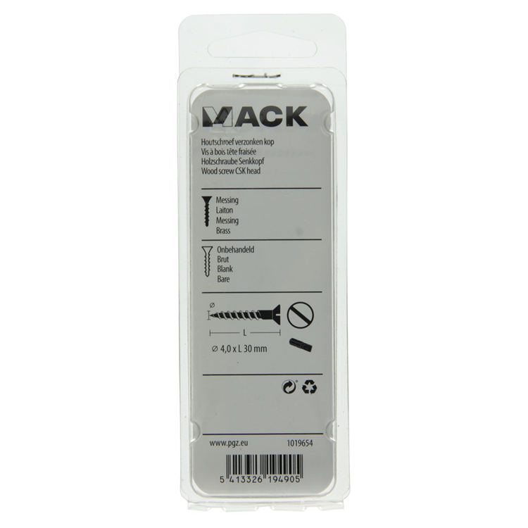 Afbeelding laden in galerijviewer, Mack 1019654 - houtschroef verzonken kop messing 7 st 4,0 x 30 mm | 10 stuks