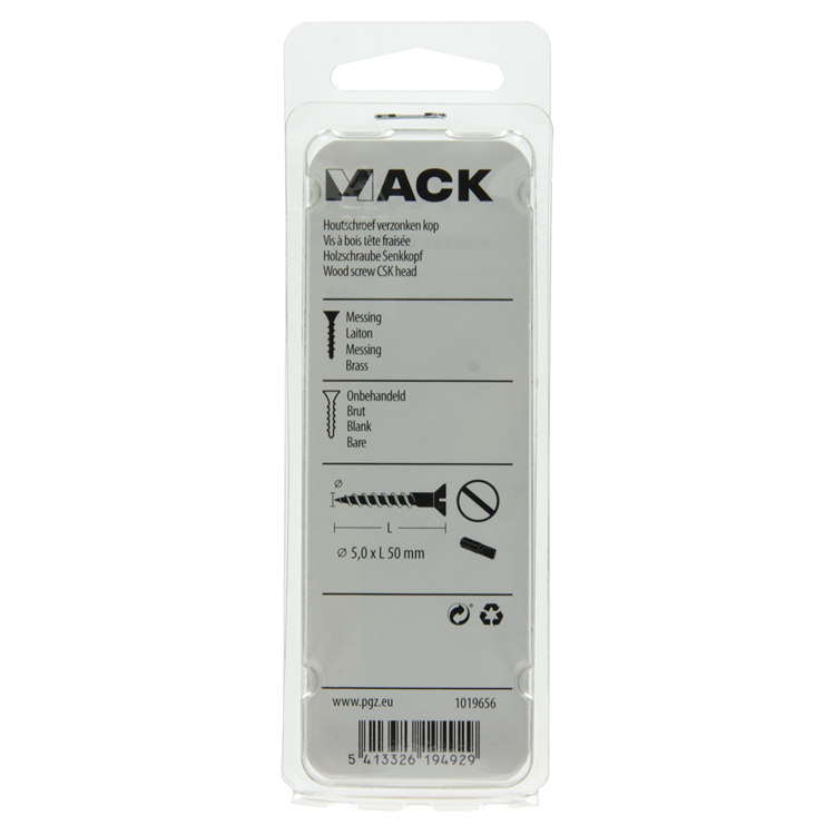 Afbeelding laden in galerijviewer, Mack 1019656 - houtschroef verzonken kop messing 4 st 5,5 x 50 mm | 10 stuks