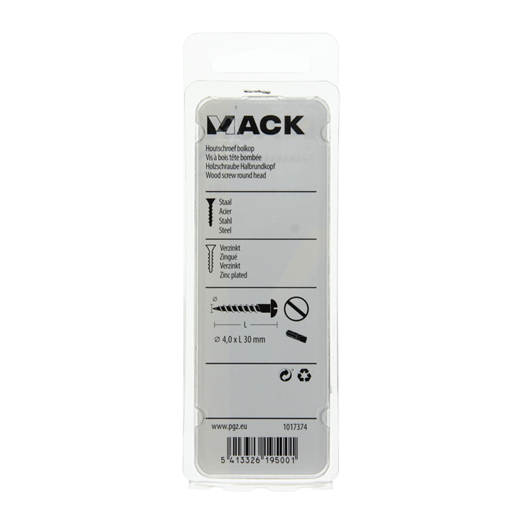 Afbeelding laden in galerijviewer, Mack 1017374 - houtschroef bolkop staal verzinkt 12 st 4,0 x 30 mm | 10 stuks
