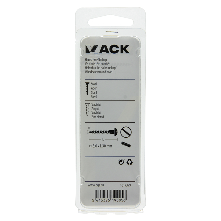 Afbeelding laden in galerijviewer, Mack 1017379 - houtschroef bolkop staal verzinkt 10 st 5,0 x 30 mm | 10 stuks