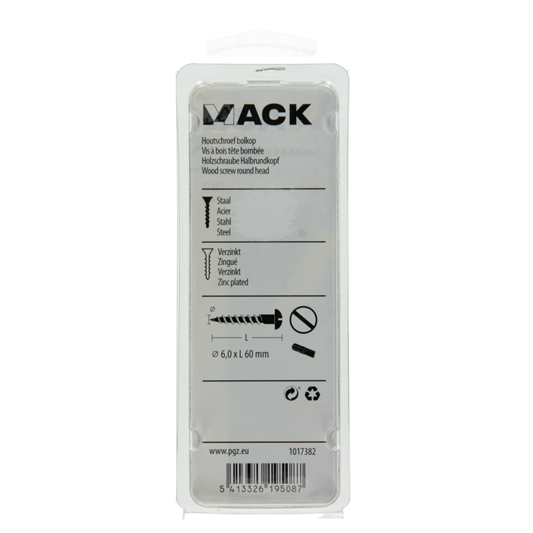 Afbeelding laden in galerijviewer, Mack 1017382 - houtschroef bolkop staal verzinkt 4 st 6,0 x 60 mm | 10 stuks