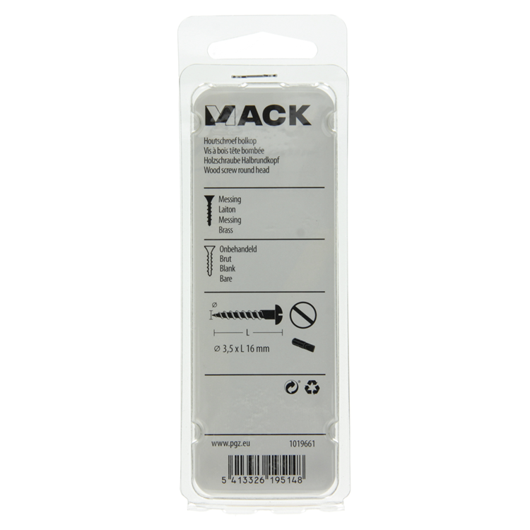 Afbeelding laden in galerijviewer, Mack 1019661 - houtschroef bolkop messing 10 st 3,5 x 16 mm | 10 stuks