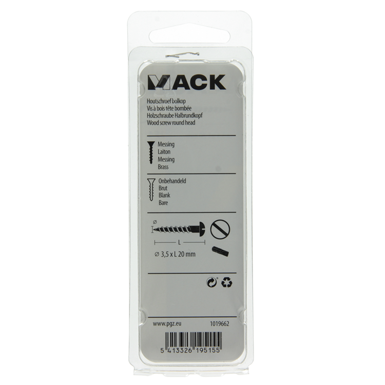Afbeelding laden in galerijviewer, Mack 1019662 - houtschroef bolkop messing 10 st 3,5 x 20 mm | 10 stuks