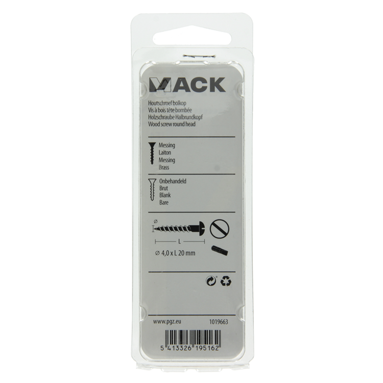 Afbeelding laden in galerijviewer, Mack 1019663 - houtschroef bolkop messing 9 st 4,0 x 20 mm | 10 stuks