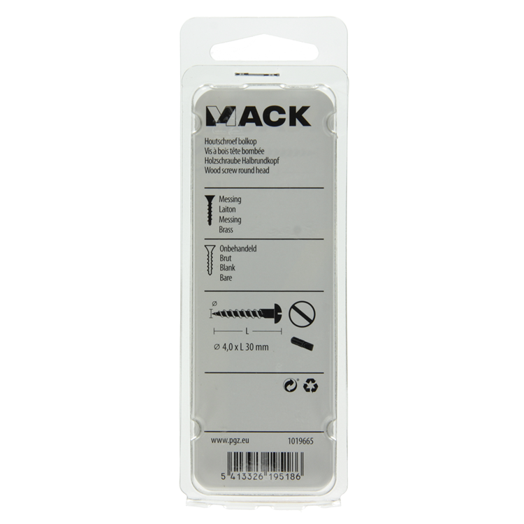 Afbeelding laden in galerijviewer, Mack 1019665 - houtschroef bolkop messing 7 st 4,0 x 30 mm | 10 stuks