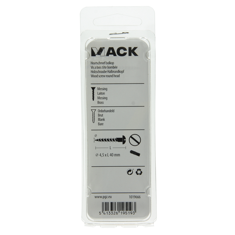 Afbeelding laden in galerijviewer, Mack 1019666 - houtschroef bolkop messing 5 st 4,5 x 40 mm | 10 stuks