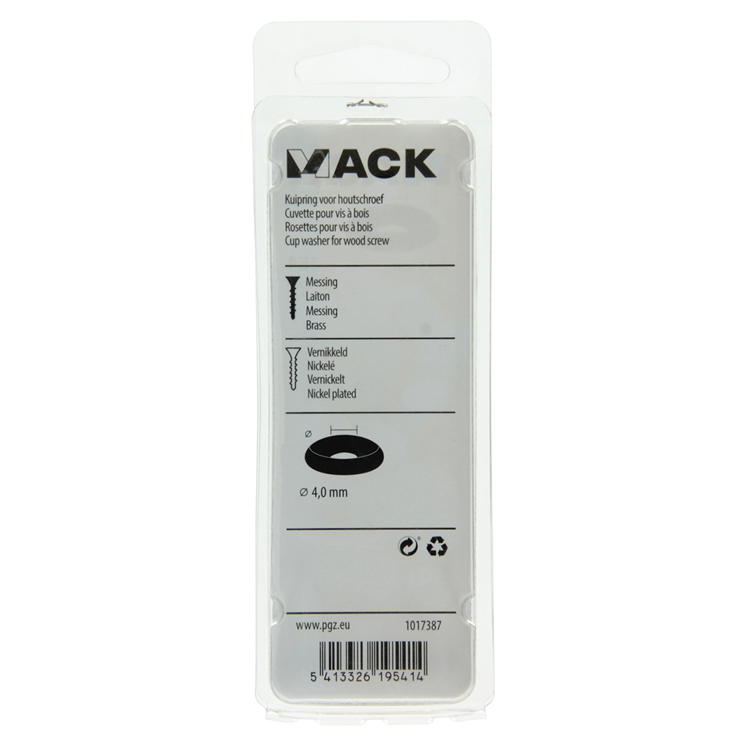 Afbeelding laden in galerijviewer, Mack 1017387 - kuipring vr houtschroef mess. vern. 12st 4,0 mm | 10 stuks