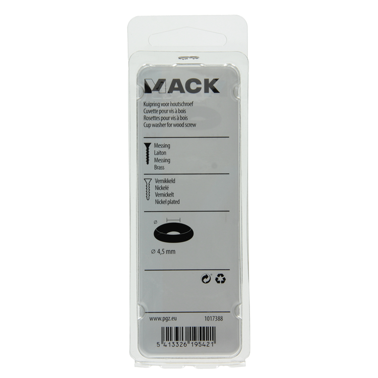 Afbeelding laden in galerijviewer, Mack 1017388 - kuipring vr houtschroef mess. vern. 10st 4,5 mm | 10 stuks