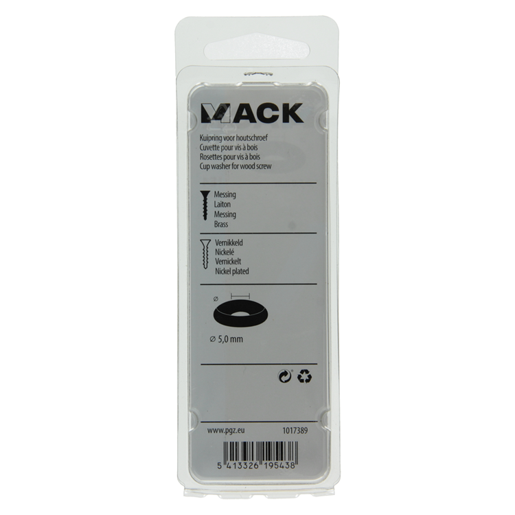Afbeelding laden in galerijviewer, Mack 1017389 - kuipring vr houtschroef mess. vern. 8st 5,0 mm | 10 stuks