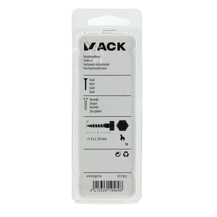 Afbeelding laden in galerijviewer, Mack 1017402 - houtdraadbout staal verzinkt 12 st 6 x 30 mm | 10 stuks
