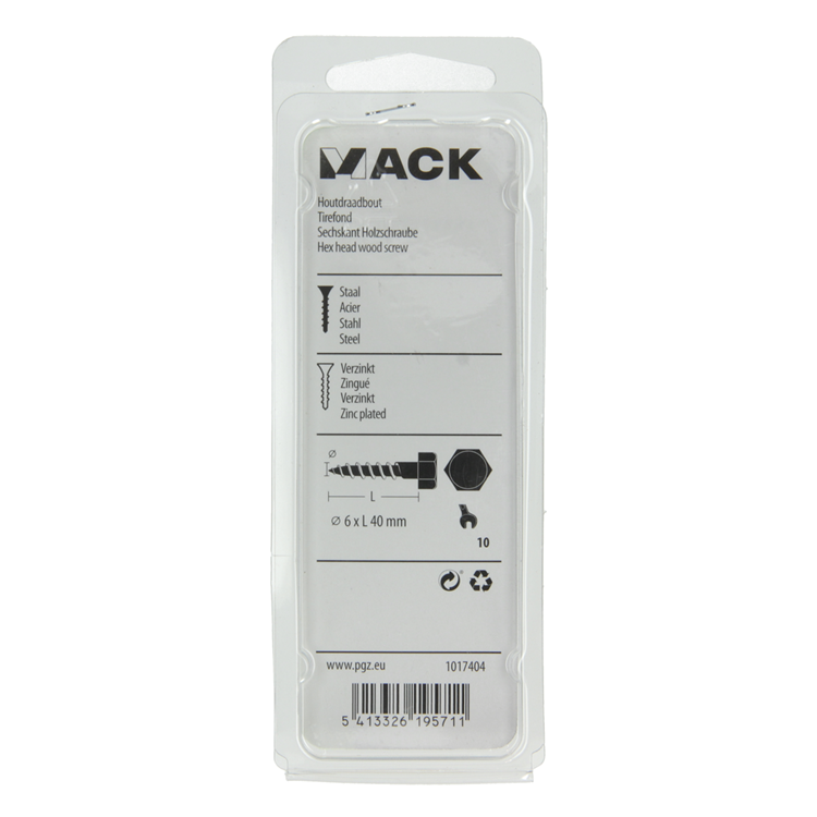 Chargez l'image dans la visionneuse de la galerie, Mack 1017404 - houtdraadbout staal verzinkt 10 st 6 x 40 mm | 10 stuks