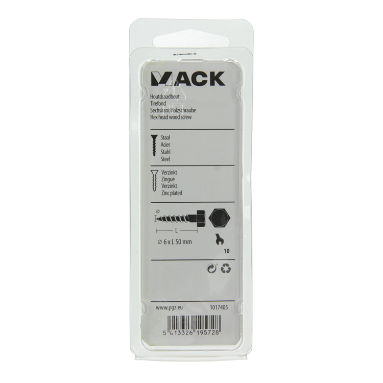 ギャラリービューアに画像をロードする, Mack 1017405 - houtdraadbout staal verzinkt 9 st 6 x 50 mm | 10 stuks
