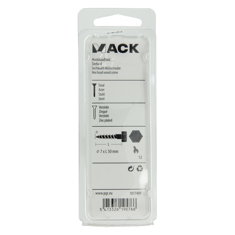 Afbeelding laden in galerijviewer, Mack 1017409 - houtdraadbout staal verzinkt 9 st 7 x 50 mm | 5 stuks