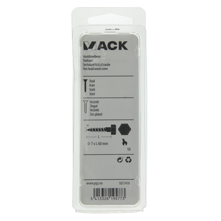 Afbeelding laden in galerijviewer, Mack 1017410 - houtdraadbout staal verzinkt 8 st 7 x 60 mm | 5 stuks