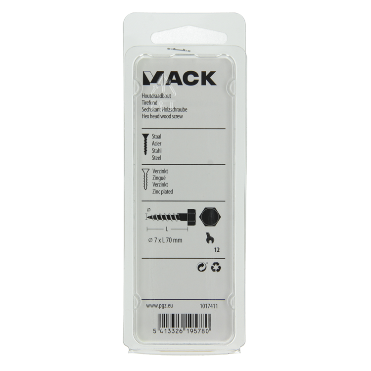 Afbeelding laden in galerijviewer, Mack 1017411 - houtdraadbout staal verzinkt 6 st 7 x 70 mm | 5 stuks