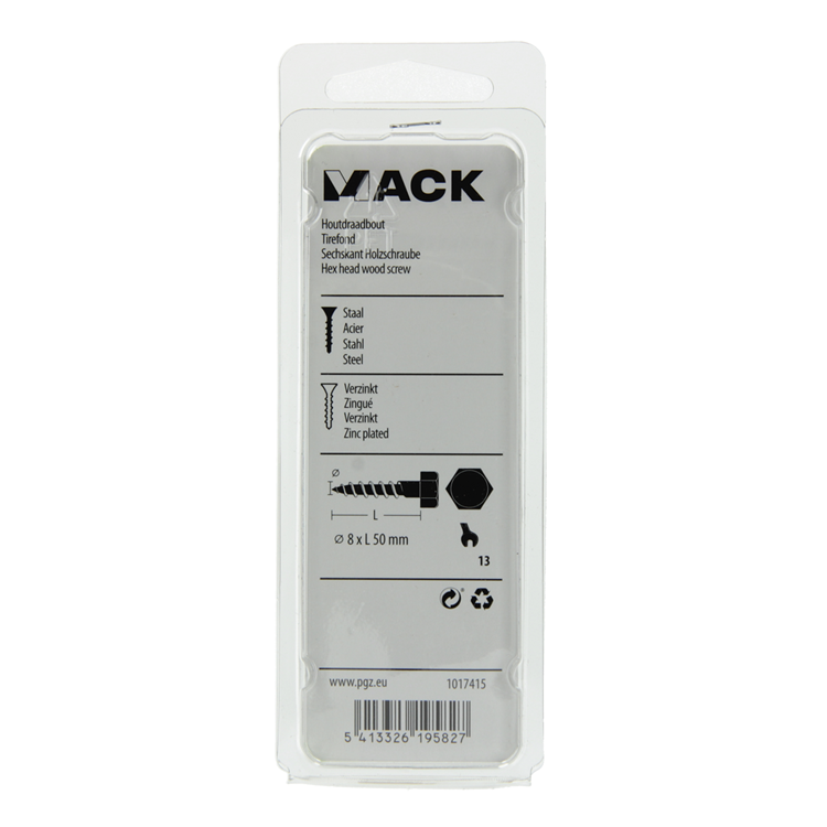 Chargez l'image dans la visionneuse de la galerie, Mack 1017415 - houtdraadbout staal verzinkt 7 st 8 x 50 mm | 5 stuks