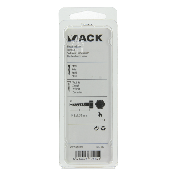 Chargez l'image dans la visionneuse de la galerie, Mack 1017417 - houtdraadbout staal verzinkt 5 st 8 x 70 mm | 5 stuks