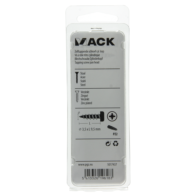 Afbeelding laden in galerijviewer, Mack 1017437 - zelftappende schroef cyl kop verz. 30st 3,5 x 9,5 mm | 10 stuks
