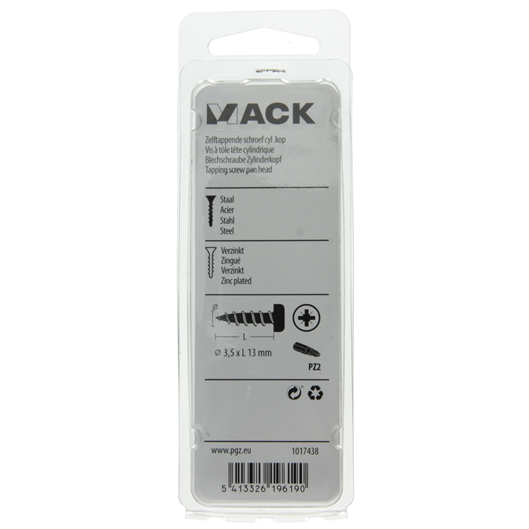 Afbeelding laden in galerijviewer, Mack 1017438 - zelftappende schroef cyl kop verz. 30st 3,5 x 13 mm | 10 stuks