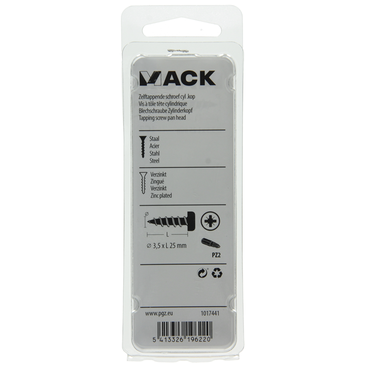 Chargez l'image dans la visionneuse de la galerie, Mack 1017441 - zelftappende schroef cyl kop verz. 22st 3,5 x 25 mm | 10 stuks