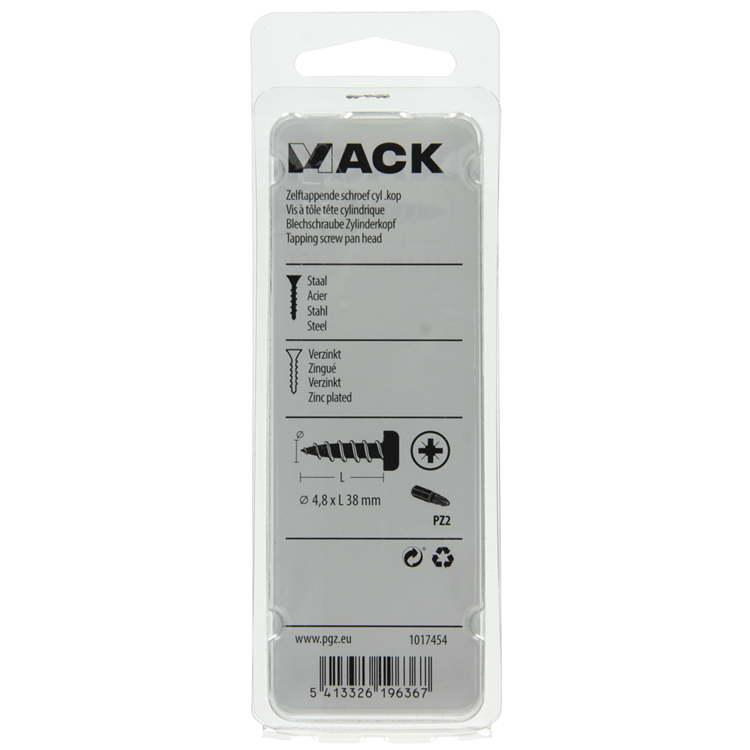 ギャラリービューアに画像をロードする, Mack 1017454 - zelftappende schroef cyl kop verz. 9 st 4,8 x 38 mm | 10 stuks