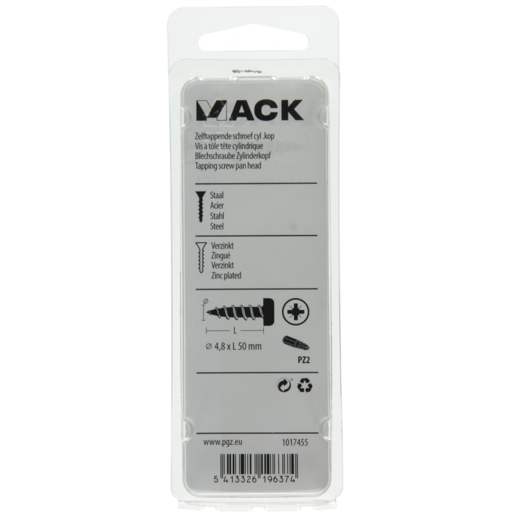 Afbeelding laden in galerijviewer, Mack 1017455 - zelftappende schroef cyl kop verz. 7 st 4,8 x 50 mm | 10 stuks
