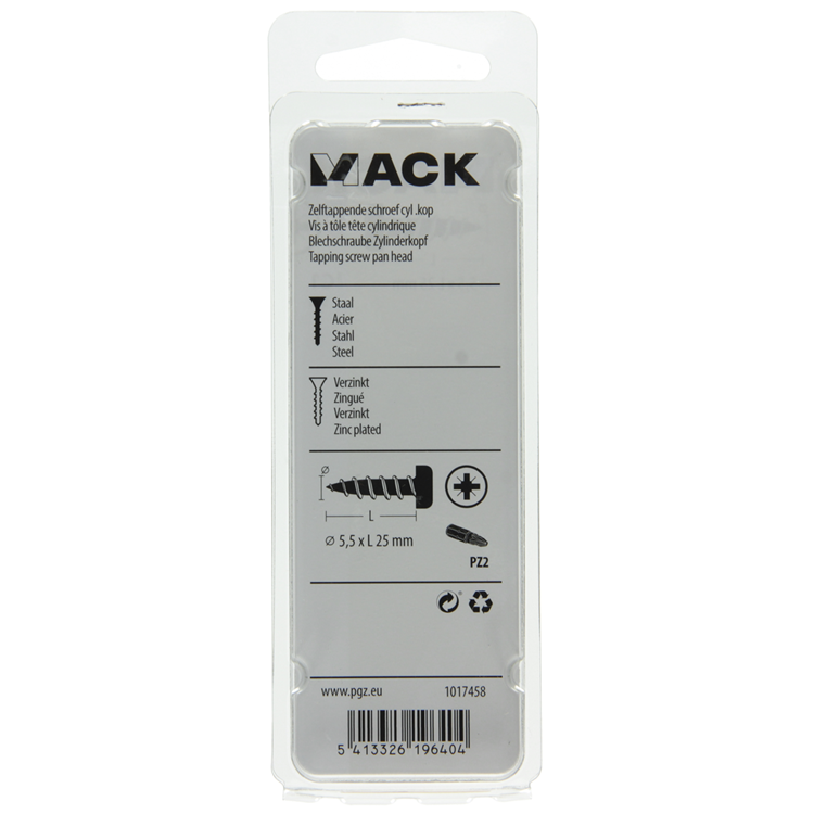 Afbeelding laden in galerijviewer, Mack 1017458 - zelftappende schroef cyl kop verz. 9 st 5,5 x 25 mm | 10 stuks