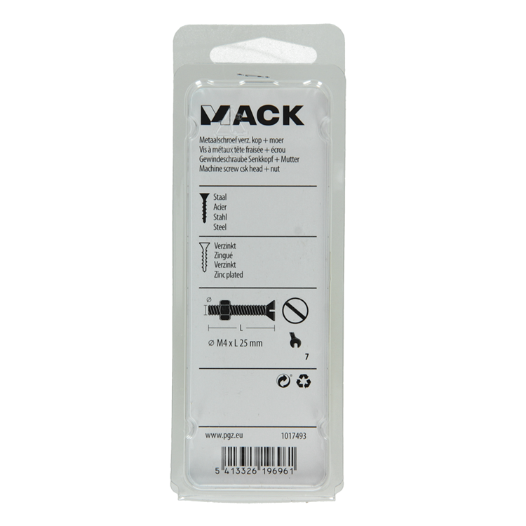 Afbeelding laden in galerijviewer, Mack 1017493 - metaalschroef verz. kop + moer verz. 16st m4 x 25 mm | 10 stuks