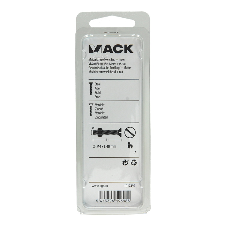 Afbeelding laden in galerijviewer, Mack 1017495 - metaalschroef verz. kop + moer verz. 12st m4 x 40 mm | 10 stuks