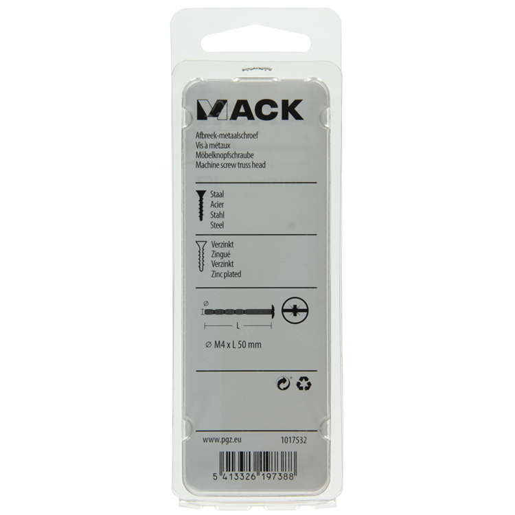 Afbeelding laden in galerijviewer, Mack 1017532 - afbreek-metaalschroef verz. 4 st m4 x 50 mm | 10 stuks