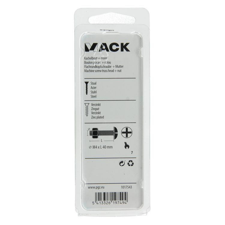 ギャラリービューアに画像をロードする, Mack 1017543 - kachelbout + moer staal verzinkt 14 st m4 x 40 mm | 10 stuks