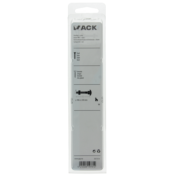 Afbeelding laden in galerijviewer, Mack 1017574 - houtbout + moer staal verzinkt4 st m6 x 80 mm | 5 stuks