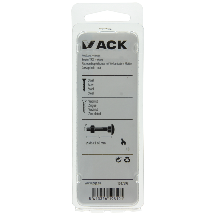 ギャラリービューアに画像をロードする, Mack 1017598 - houtbout + moer zwart 6,0 x 60 mm 4st | 5 stuks