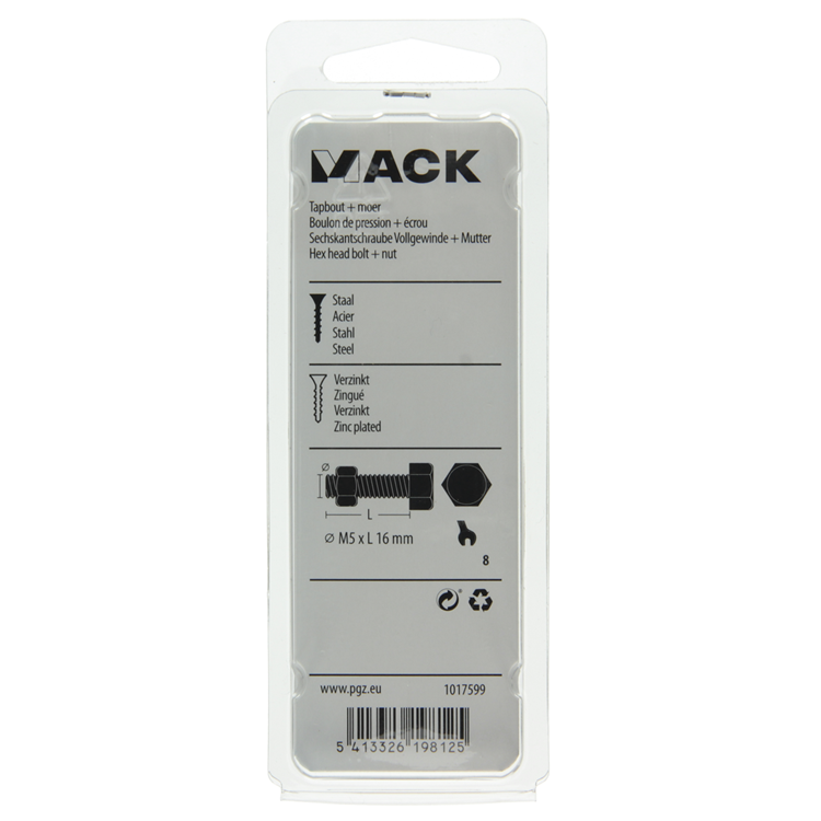 Afbeelding laden in galerijviewer, Mack 1017599 - tapbout + moer staal verzinkt 15 st m5 x 16 mm | 10 stuks