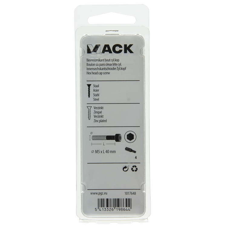 Chargez l'image dans la visionneuse de la galerie, Mack 1017648 - binnenzeskant bout cyl.kop verz. 7 st m5 x 40 mm | 10 stuks