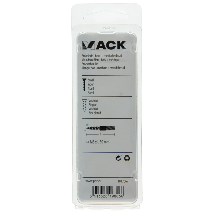 Afbeelding laden in galerijviewer, Mack 1017667 - stokeinde hout + metr. draad verz. 6 st m5x30 | 10 stuks