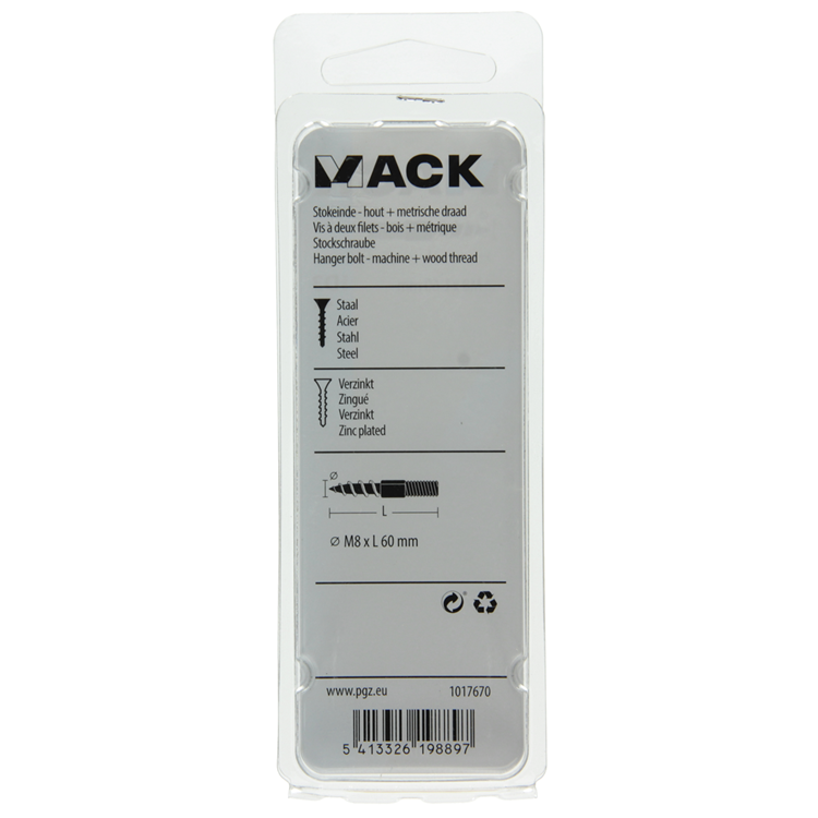 Afbeelding laden in galerijviewer, Mack 1017670 - stokeinde hout + metr. draad verz. 4 st m8x60 | 10 stuks