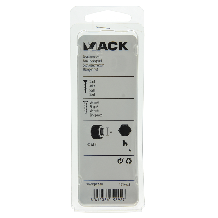 Afbeelding laden in galerijviewer, Mack 1017672 - zeskant moer staal verzinkt 60 st m 3 | 10 stuks