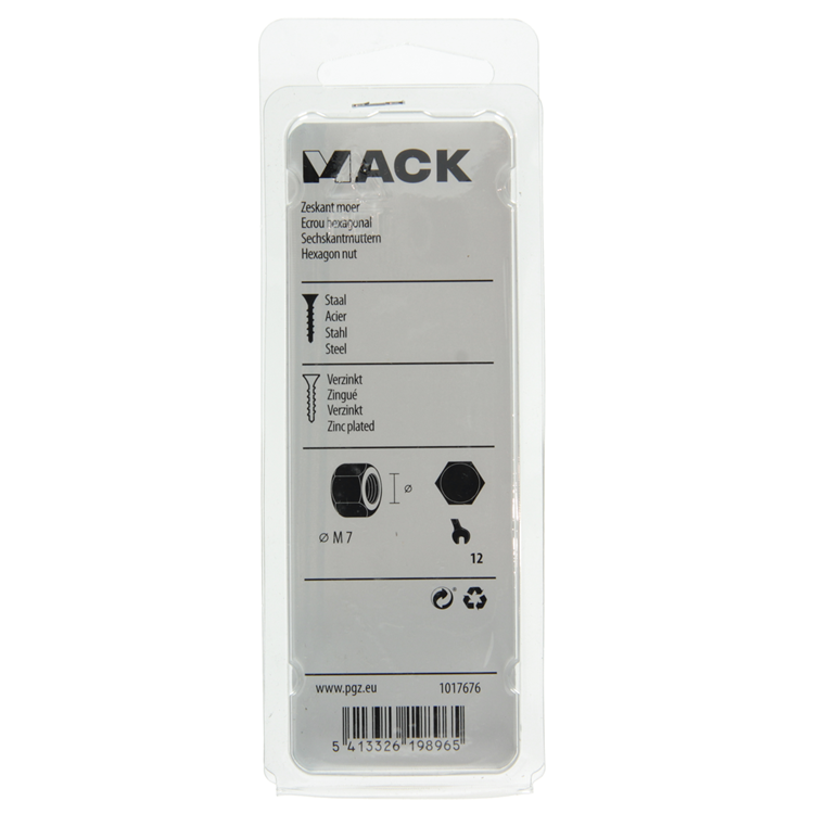 Afbeelding laden in galerijviewer, Mack 1017676 - zeskant moer staal verzinkt 20 st m 7 | 10 stuks