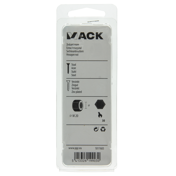 Afbeelding laden in galerijviewer, Mack 1017683 - zeskant moer staal verzinkt 2 st m 20 | 5 stuks