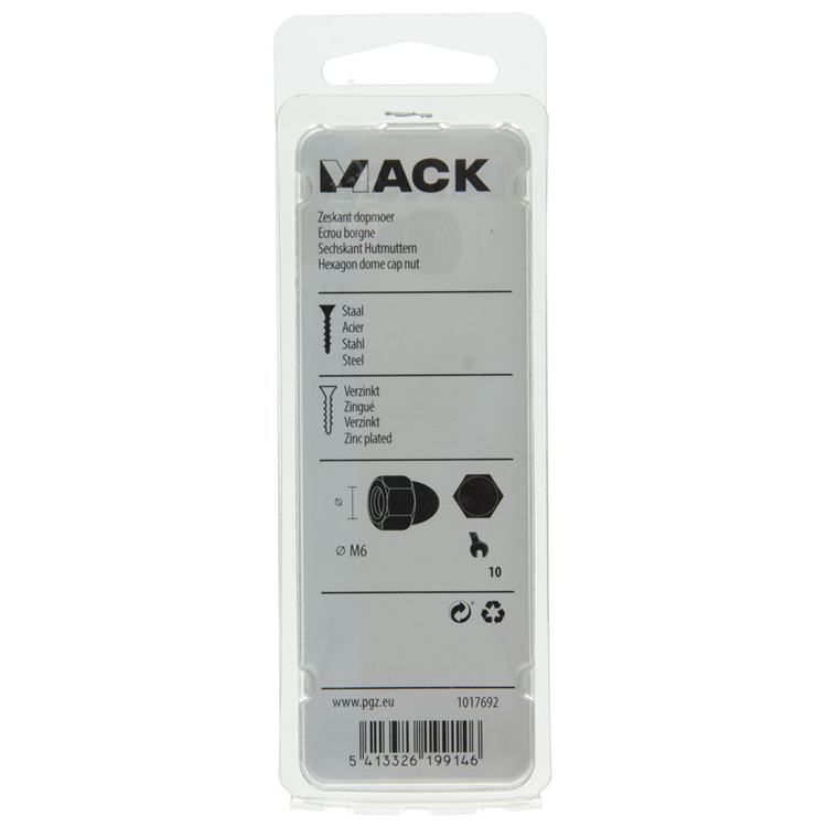 Afbeelding laden in galerijviewer, Mack 1017692 - zeskant dopmoer staal verzinkt7 st m6 | 10 stuks